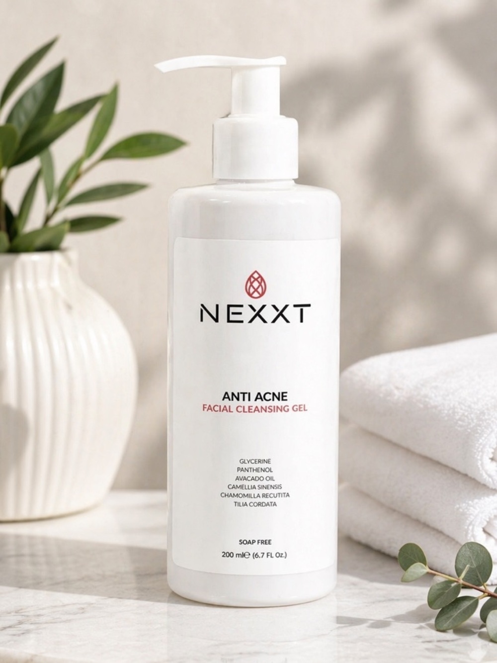 NEXXT Anti Acne Facial Cleansing Gel - White Pump Bottle
